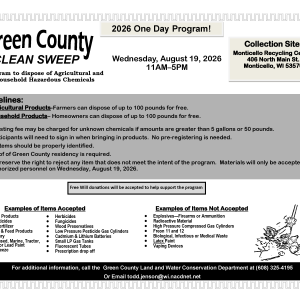 Green County Clean Sweep - Wed., August 19, 2026 - 11 a - 5 pm
